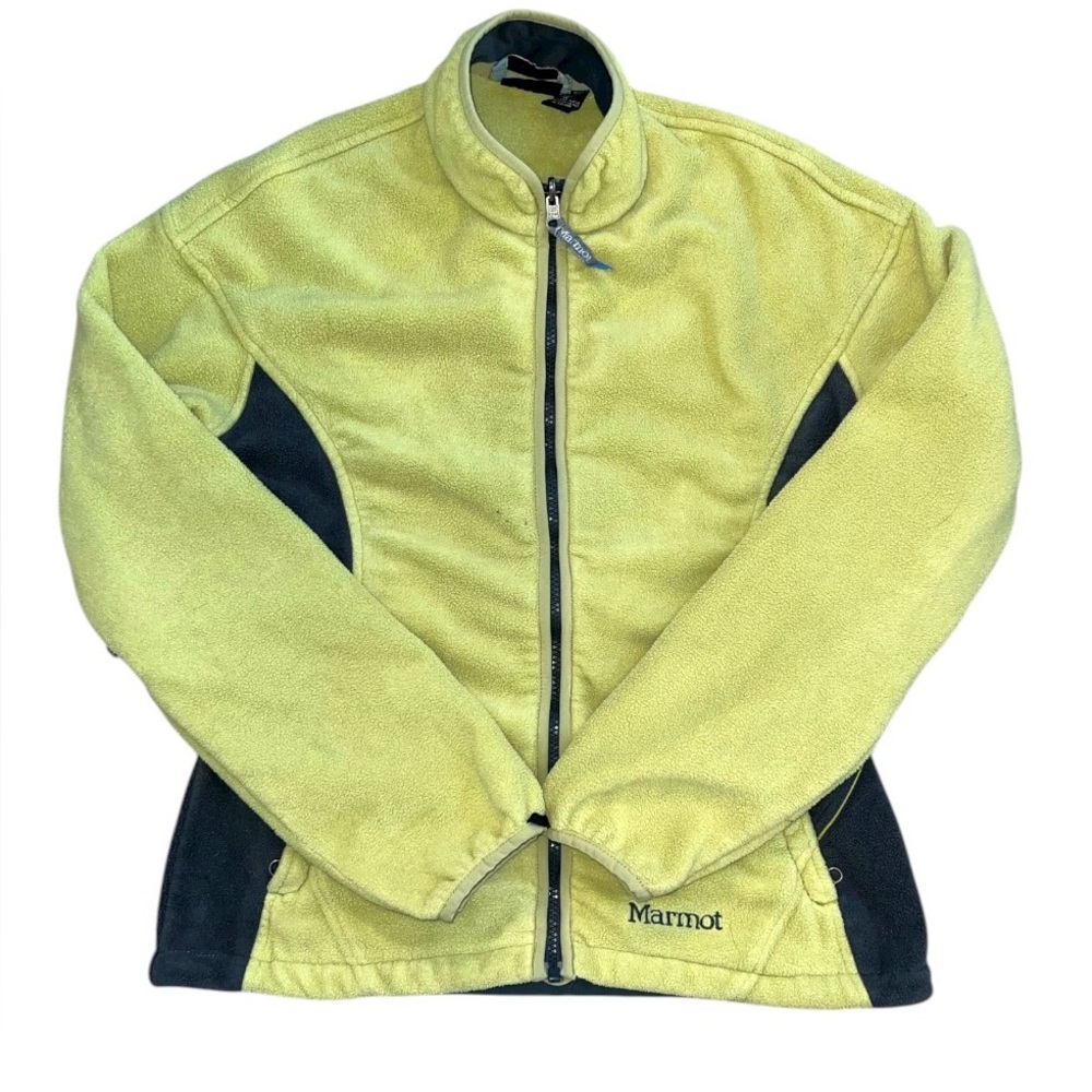 Marmot Women’s Yellow And Black Full Zip Fleece Sweater Size Medium